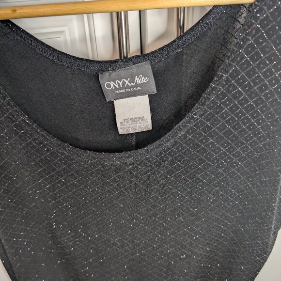 Onyx Nite Vintage Y2K Holiday Black Glitter Sleeveless Top | Stretchy Size Large - Picture 3 of 8